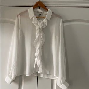 F21 White tie front blouse
